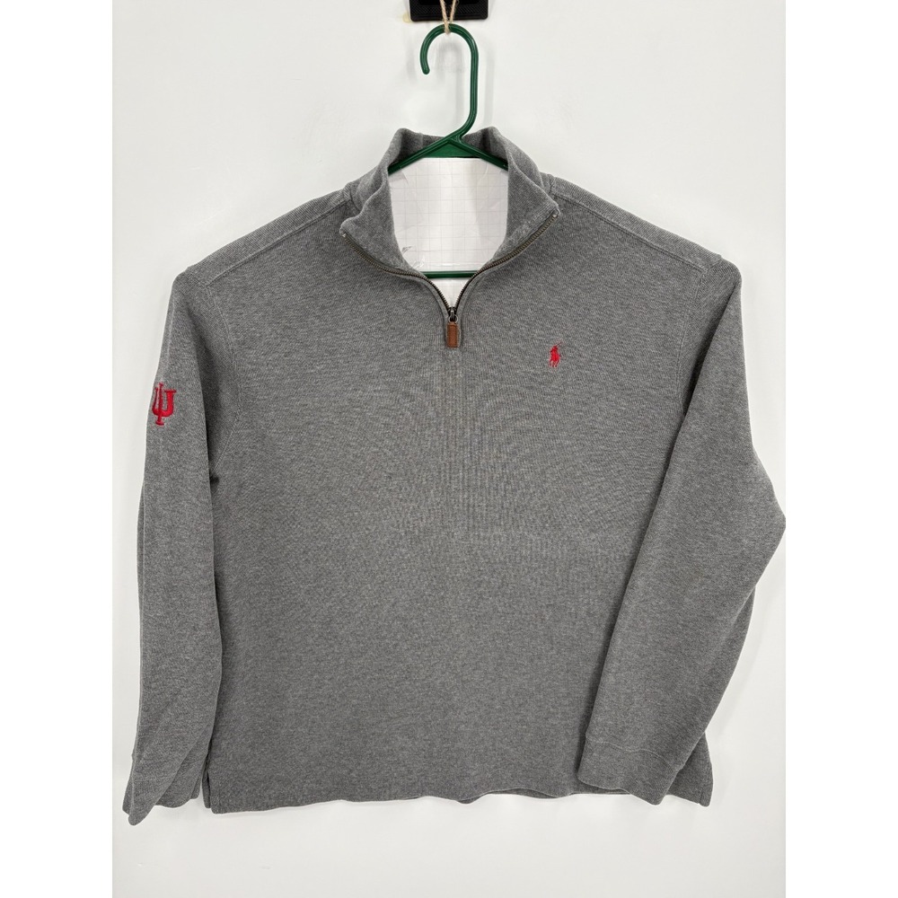 Polo Ralph Lauren VTG Men's Indiana Hoosiers Gray 1/4 Pullover Sweater, Size XXL